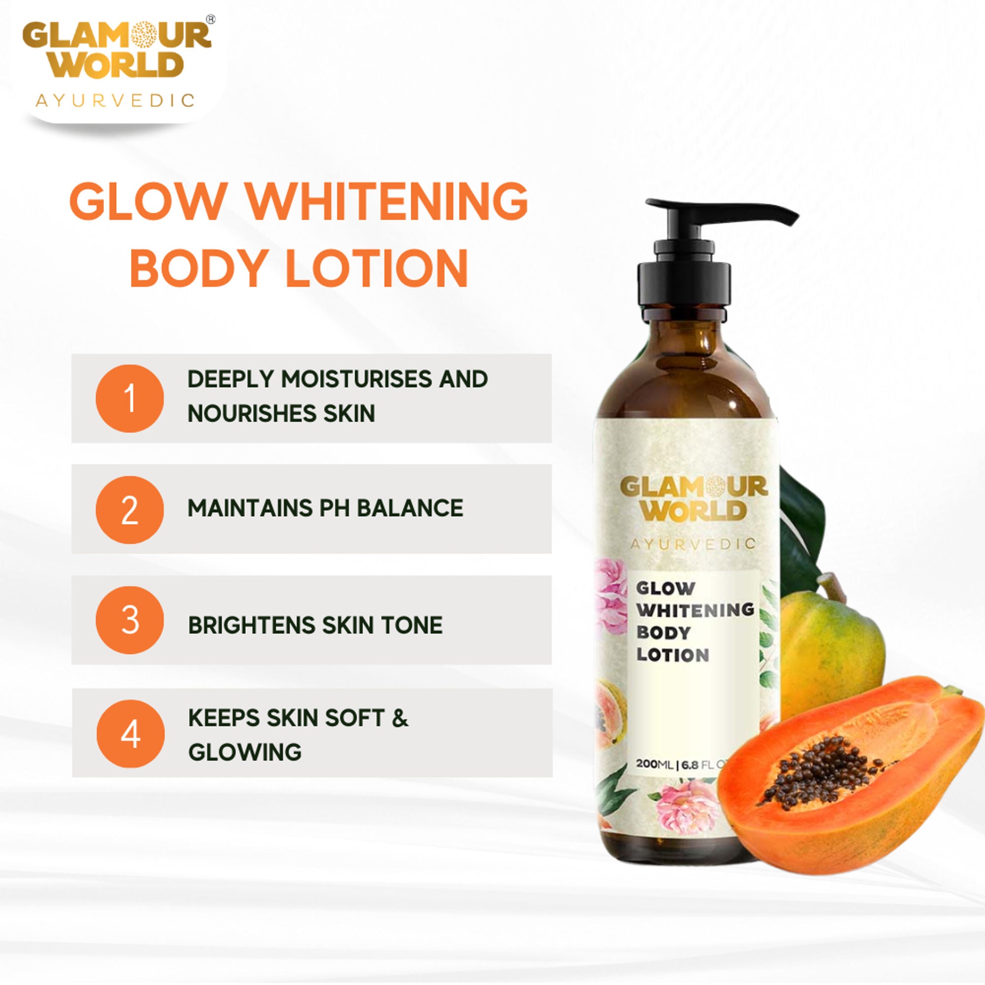 GLAMOUR WORLD AYURVEDIC Glow Whitening Body Lotion