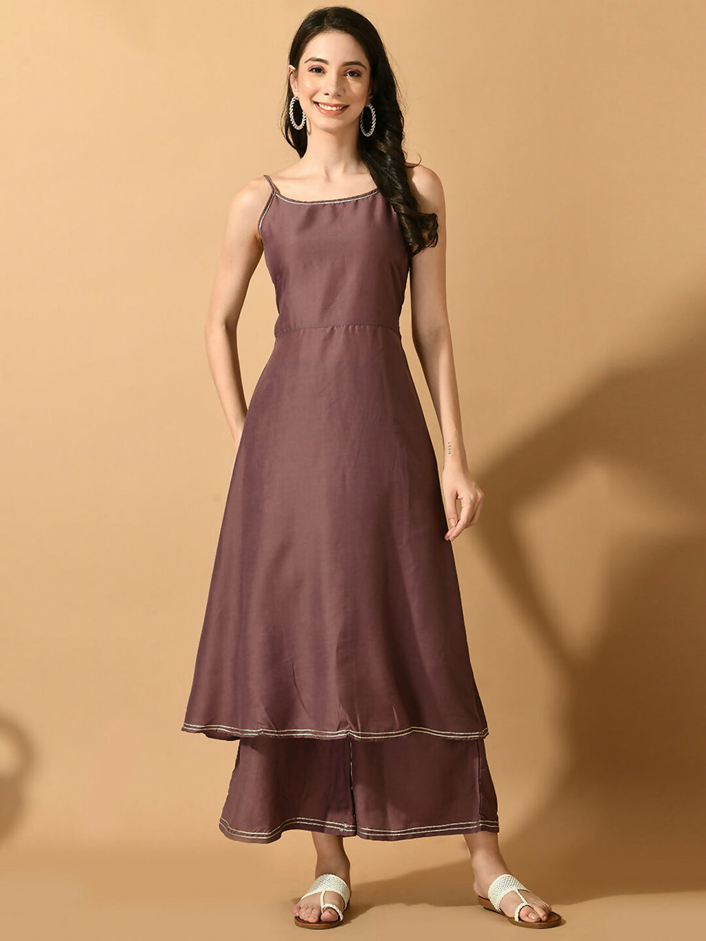 Myshka Women's Mauve Solid Party Kurta Sets