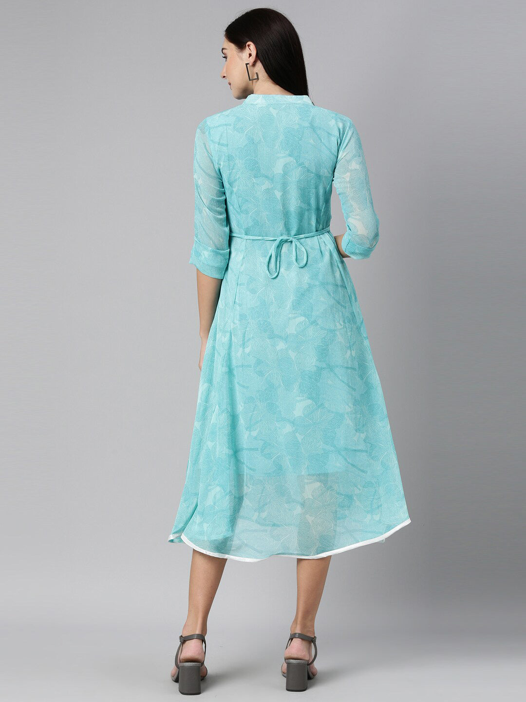 Souchii Women Floral Chiffon A-Line Midi Dress - Distacart