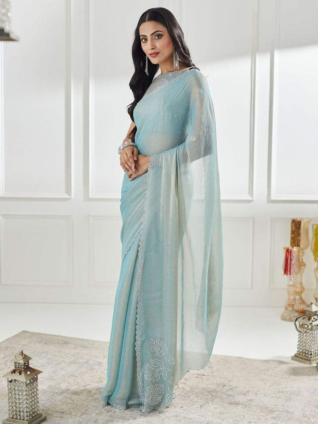 kasee Beads and Stones Pure Silk Saree - Distacart