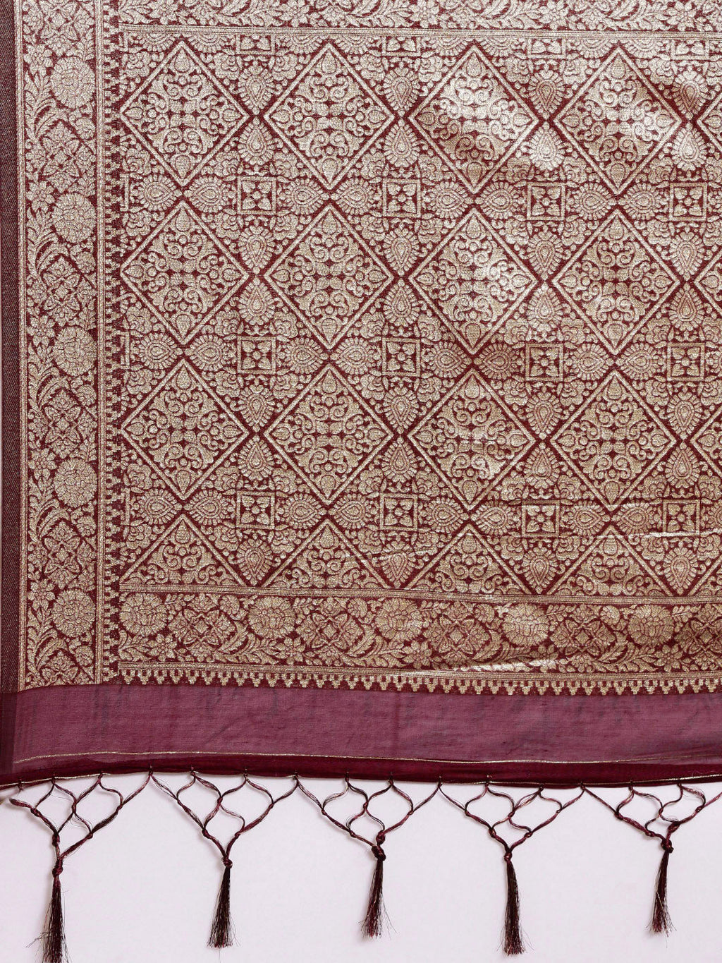 Saree Mall Maroon Woven Design Zari Silk Blend Banarasi Saree - Distacart