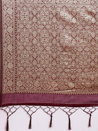 Saree Mall Maroon Woven Design Zari Silk Blend Banarasi Saree - Distacart