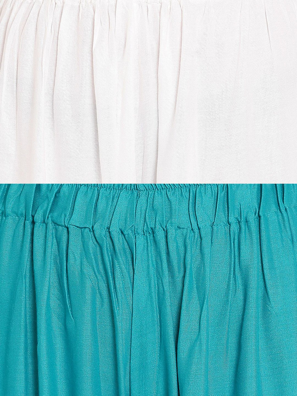 TAG 7 Women Pack Of 2 White & Teal Blue Solid Flared Palazzos