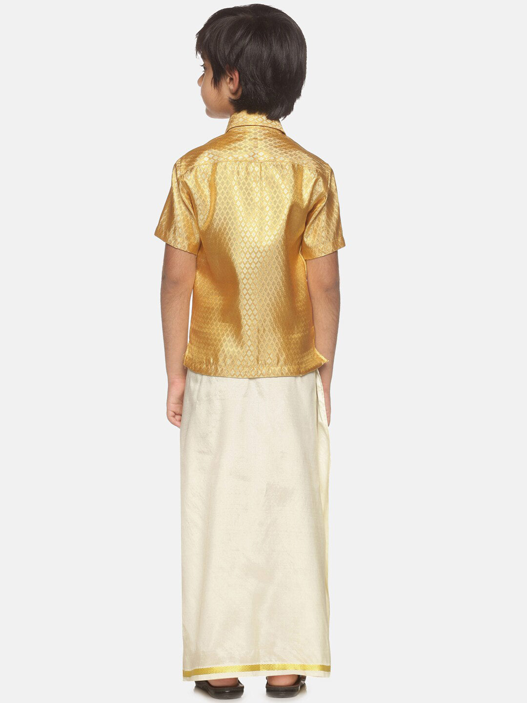 Sethukrishna Boys Gold-Toned Shirt with Dhoti