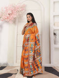 Shree Shyam Fashion Silk Blend Orange Saree - Distacart