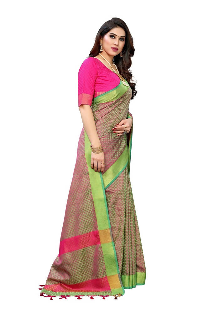 Vamika Banarasi Jacquard Weaving Green Saree