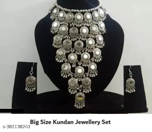 Tehzeeb Creations Women's Anarkali Design Oxidised Necklace With Mirror