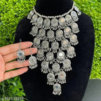 Tehzeeb Creations Women's Anarkali Design Oxidised Necklace With Mirror