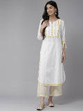 ADA Ethnic Motifs Embroidered Chikankari Cotton Kurta