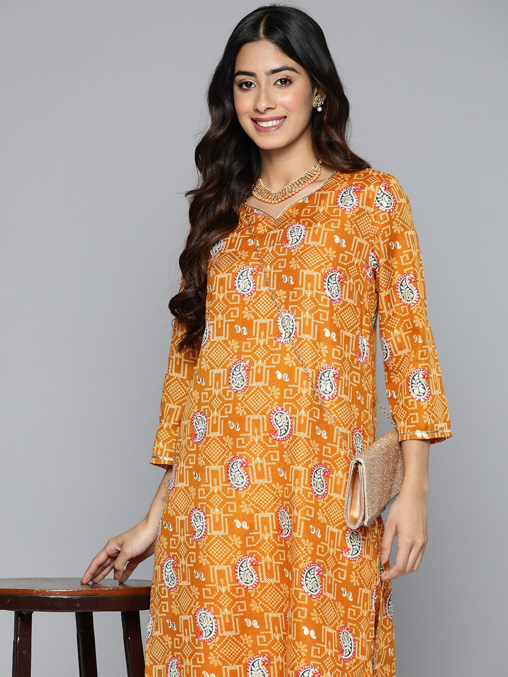 HERE&NOW Floral Printed Regular Kurta with Palazzos