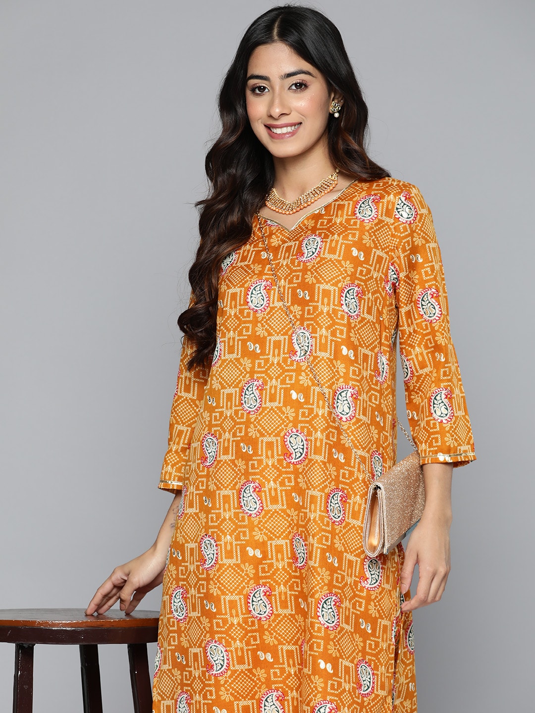 HERE&NOW Floral Printed Regular Kurta with Palazzos