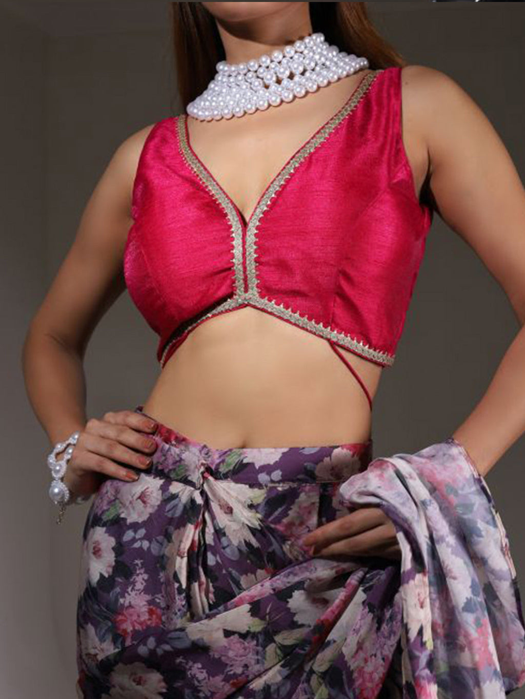 Tikhi Imli Floral Printed Satin Saree - Distacart