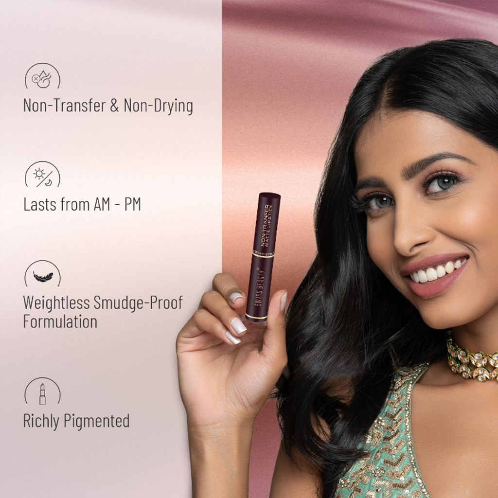 Swiss Beauty Non-Transfer Matte Lipstick - 7 Mauve Blush - Distacart