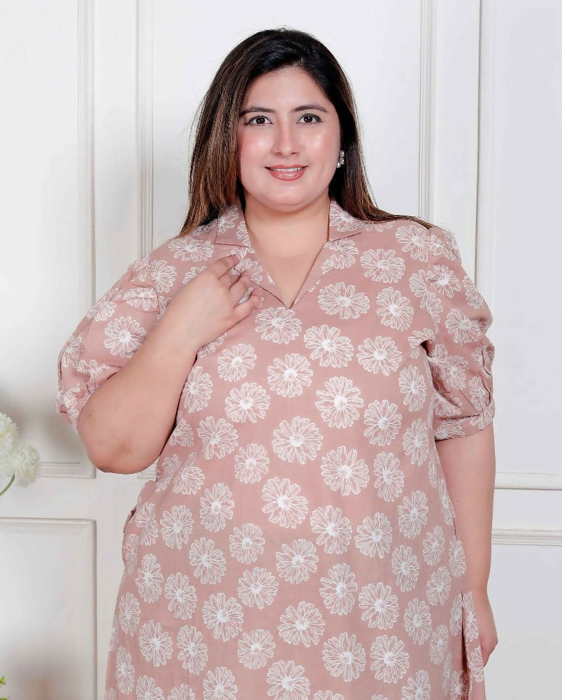 Miravan Plus Size Womens Puff Sleeve Pure Cotton Printed Maxi Dress - Distacart