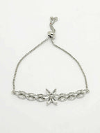NVR Women Silver-Plated Handcrafted American Diamond Link Bracelet - Distacart