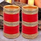 Tehzeeb Creations Bridal Bangle Set Wedding punjabi chuda Designer chura, Red Acrylic Choora Set for Women - Distacart