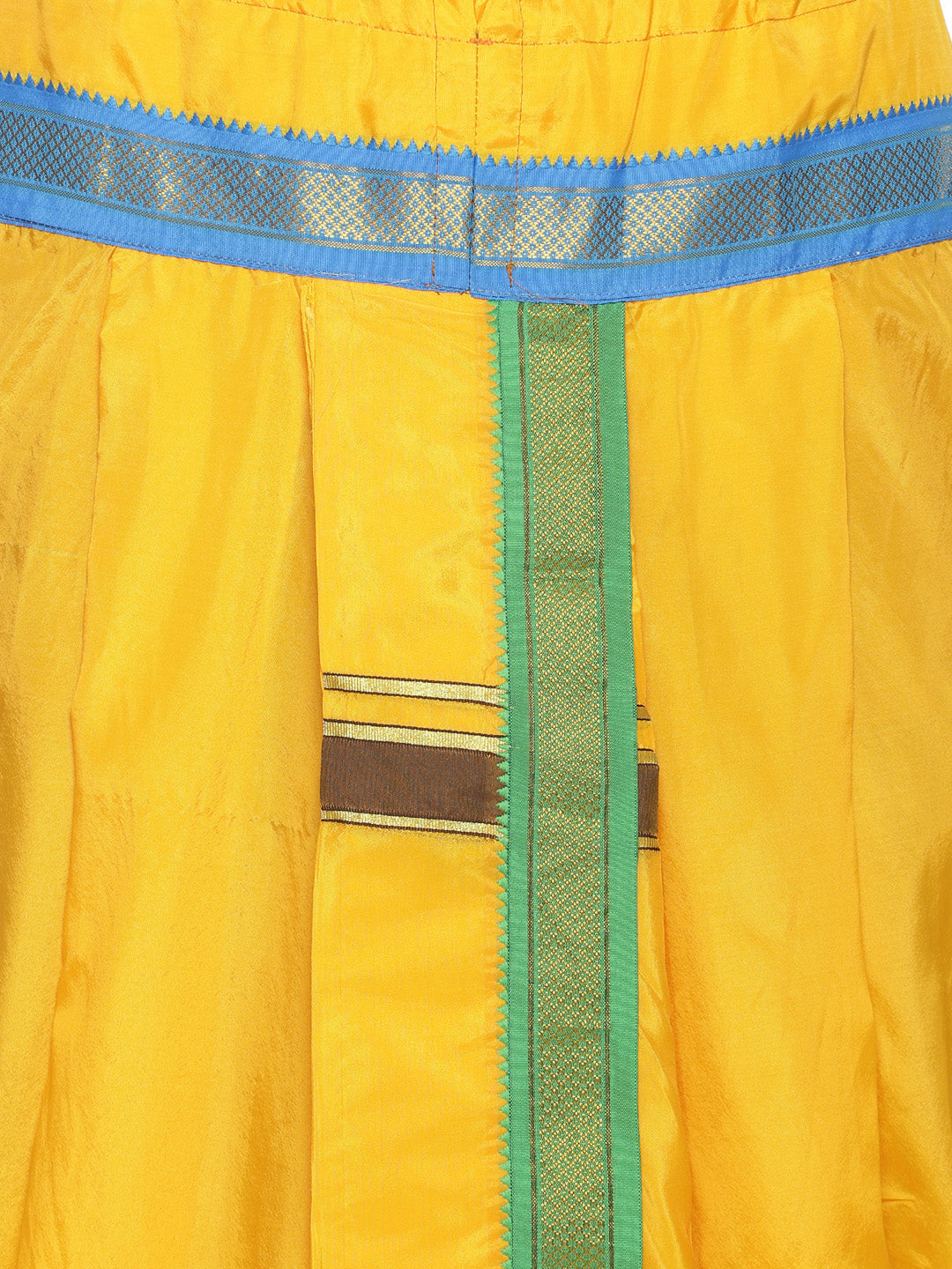 Sethukrishna Yellow Solid Double Layer Readymade Dhoti Pant For Men - Distacart