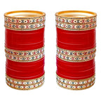 Tehzeeb Creations Bridal Bangle Set Red Designer Chura Wedding Punjabi Choora Fashion Jewellery Chuda Set - Distacart
