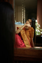 Vardha Myrtle Red Golden Zari Banarasi Satin Silk Saree