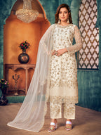 Monjolika Fashion White Color Trendy Designer Net Pakistani Salwar Kameez - Distacart