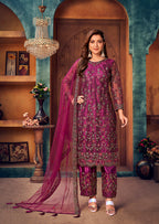 Monjolika Fashion Purple Color Trendy Designer Net Pakistani Salwar Kameez - Distacart