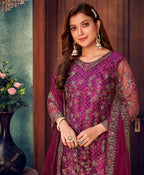 Monjolika Fashion Purple Color Trendy Designer Net Pakistani Salwar Kameez - Distacart