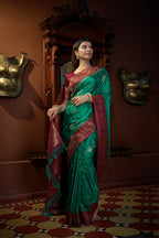 Vardha Indigo Blue Golden Zari Banarasi Satin Silk Saree