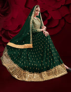 Monjolika Fashion Dark Green Color Georgette Festival Anarkali Salwar Suit - Distacart