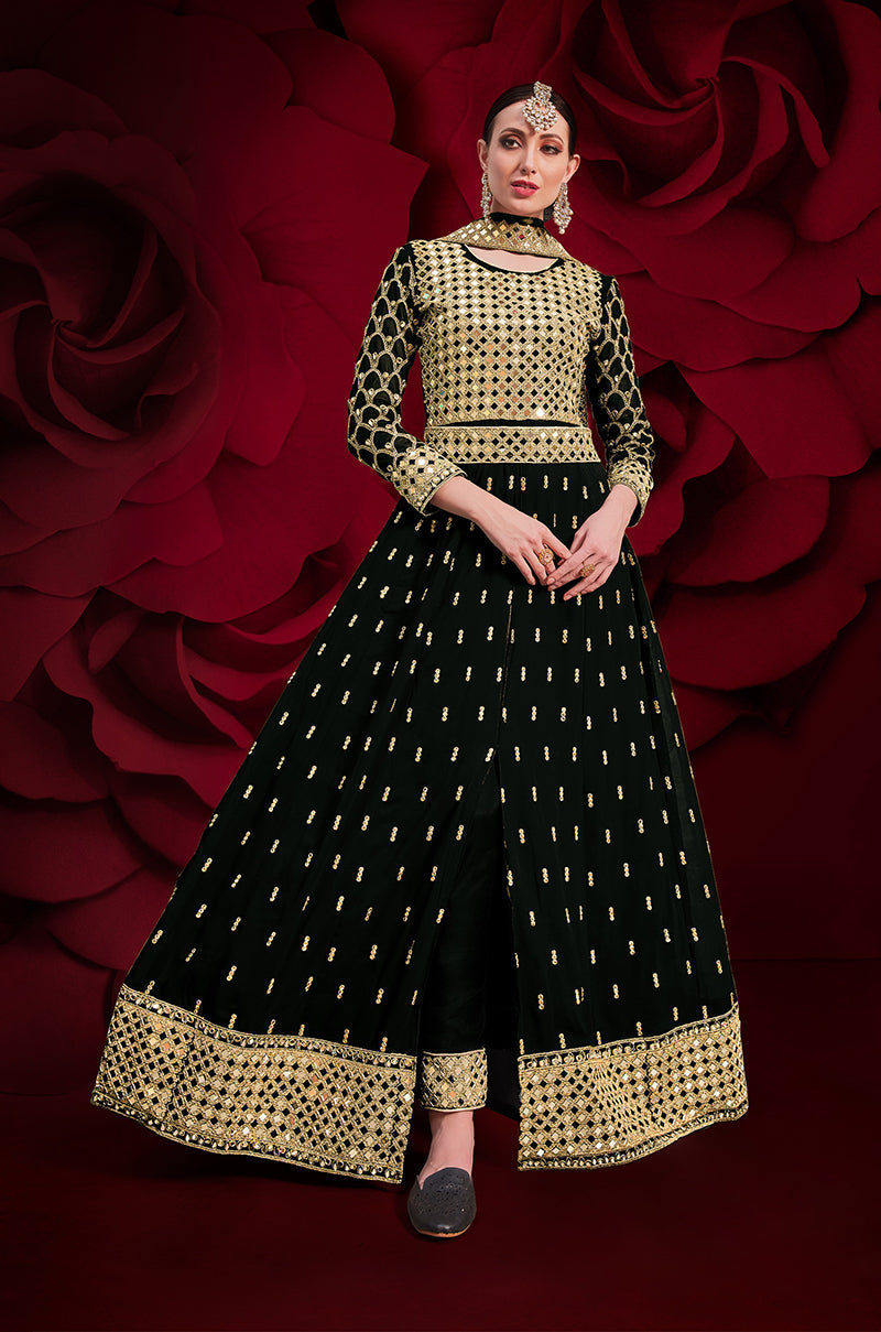 Monjolika Fashion Black Color Georgette Festival Anarkali Salwar Suit - Distacart