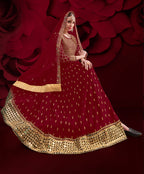 Monjolika Fashion Red Color Georgette Festival Anarkali Salwar Suit - Distacart