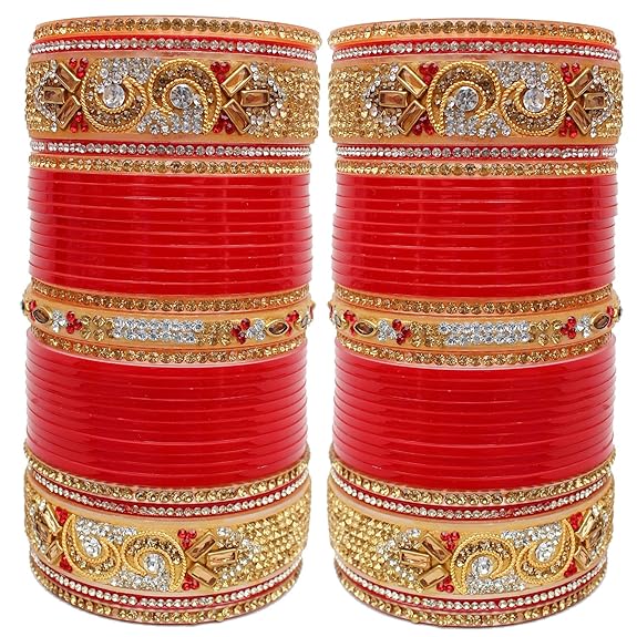 Tehzeeb Creations Bangle Set for Women (Red) - Distacart