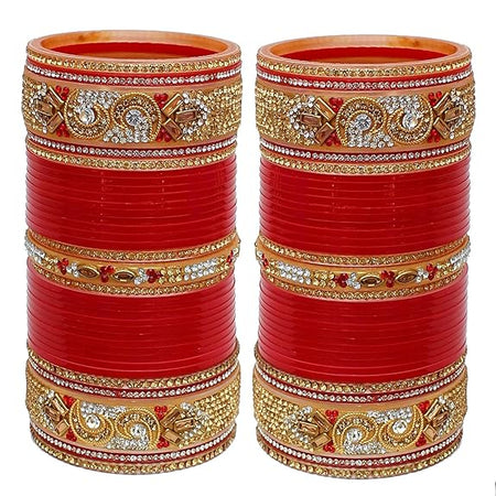 Tehzeeb Creations Bangle Set for Women (Red)