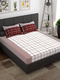 Story@home Maroon & White Geometric 152 TC Queen Bedsheet with 2 Pillow Covers