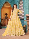 Monjolika Fashion Yellow Color Net Designer Floor Length Suit - Distacart