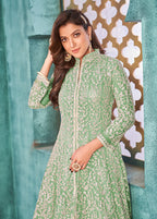 Monjolika Fashion Sea Green Color Net Designer Floor Length Suit - Distacart
