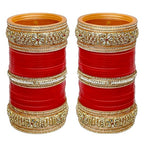 Tehzeeb Creations Bridal Bangle Set Red Designer Chura Punjabi Choora Fashion Jewellery Chuda Set - Distacart