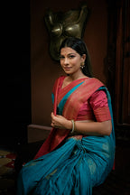 Vardha Crimson Red Golden Zari Banarasi Satin Silk Saree