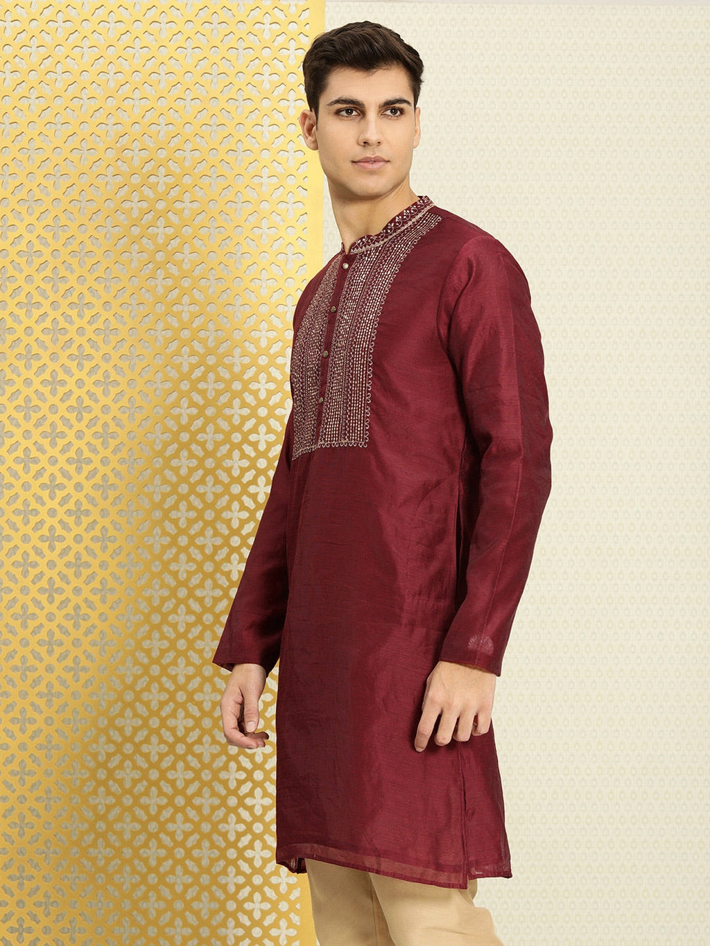 House of Pataudi Men Yoke Design Long Sleeves Jashn Kurta