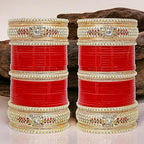 Tehzeeb Creations Bridal Bangle Set Red Designer Chura Wedding Punjabi Choora Fashion Jewellery Chuda Set for Women - Distacart