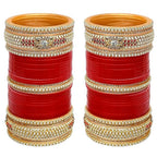 Tehzeeb Creations Bridal Bangle Set Red Designer Chura Wedding Punjabi Choora Fashion Jewellery Chuda Set for Women - Distacart