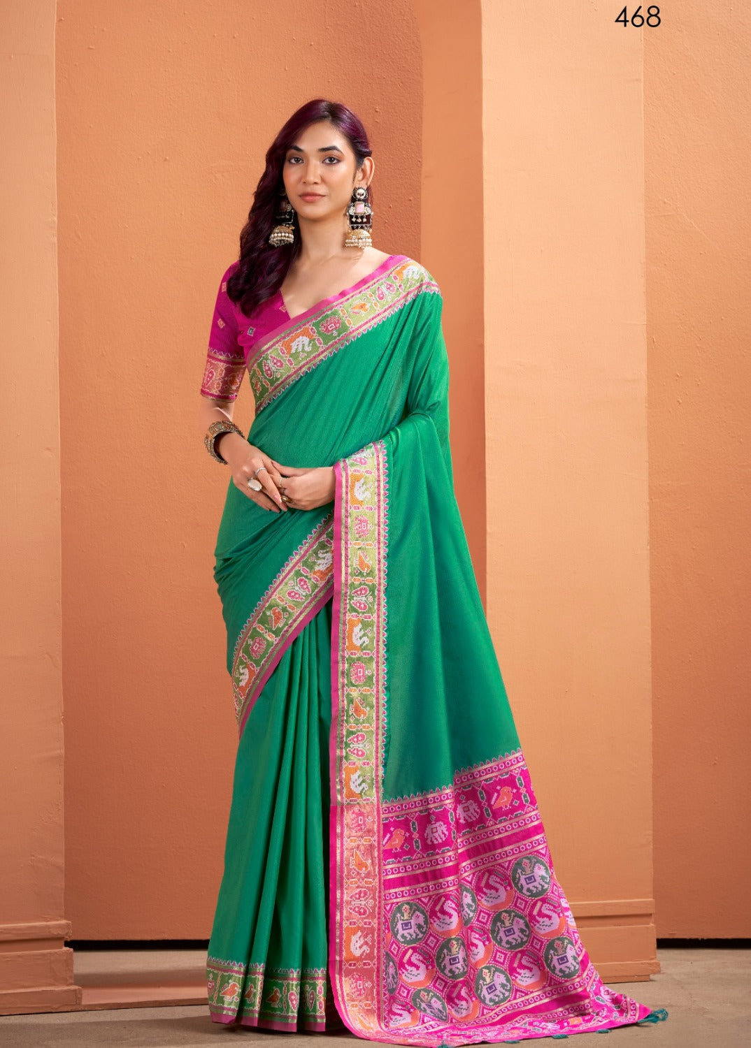 Anaita Green Silk Zari Weaving With Classic Patola Saree With Blouse - Distacart