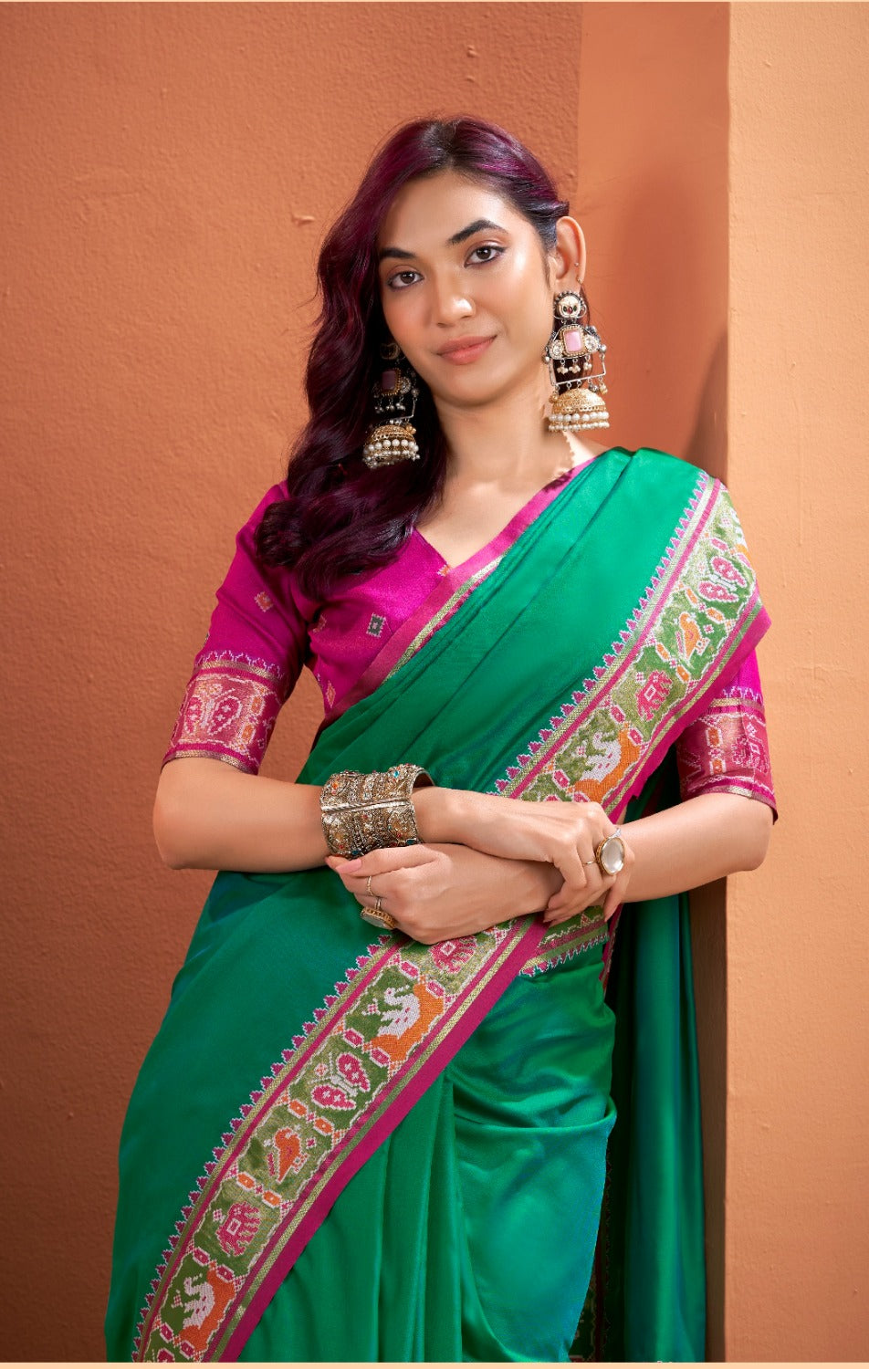 Anaita Green Silk Zari Weaving With Classic Patola Saree With Blouse - Distacart