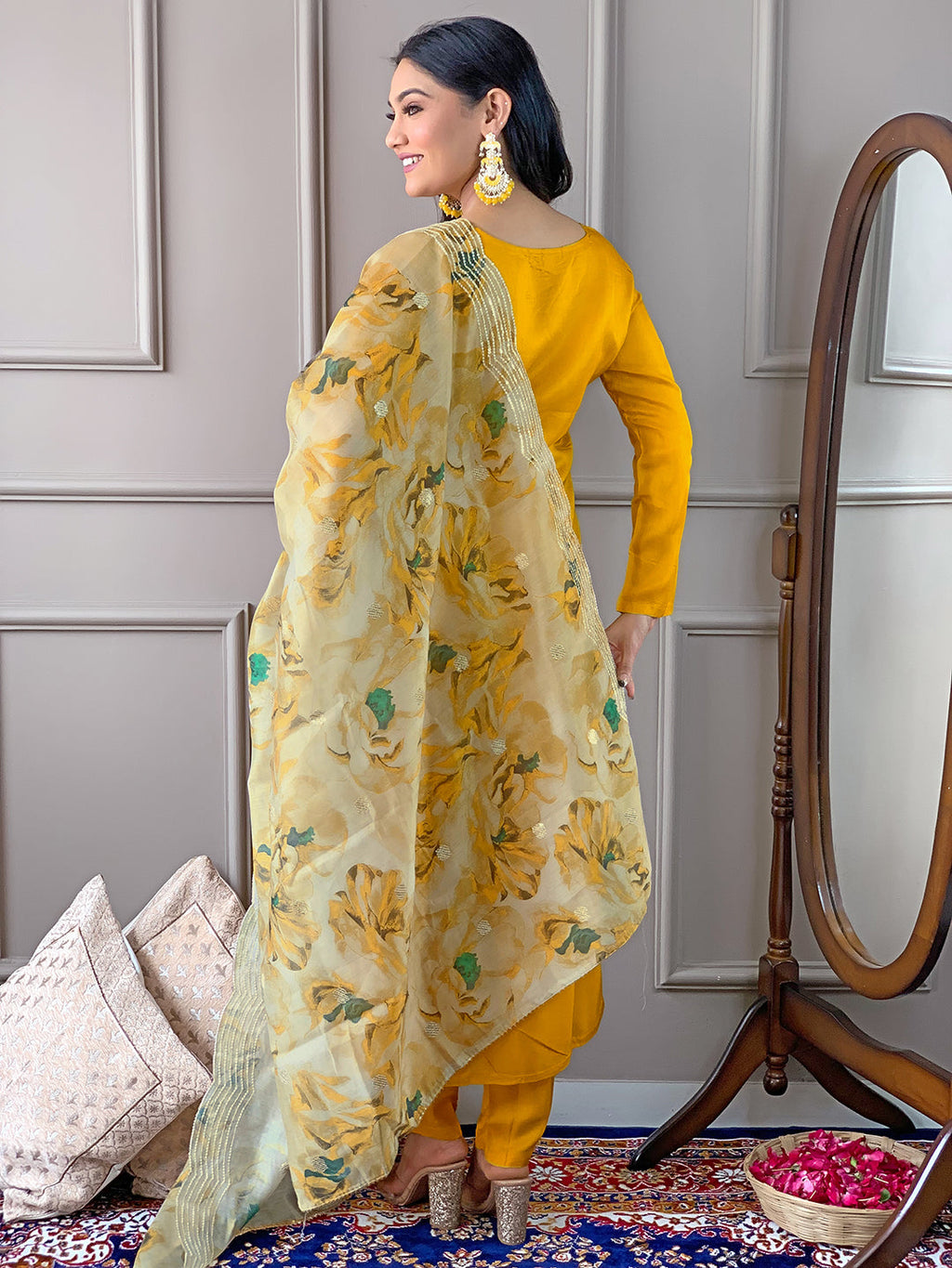 The52 Gorgeous Embroidered Viscose Fabric Straight Kurta, Pant and Dupatta Set - Distacart