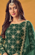 Monjolika Fashion Green Embroidered Palazzo Salwar Suit - Distacart