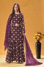 Monjolika Fashion Purple Embroidered Palazzo Salwar Suit - Distacart