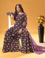 Monjolika Fashion Purple Embroidered Palazzo Salwar Suit - Distacart