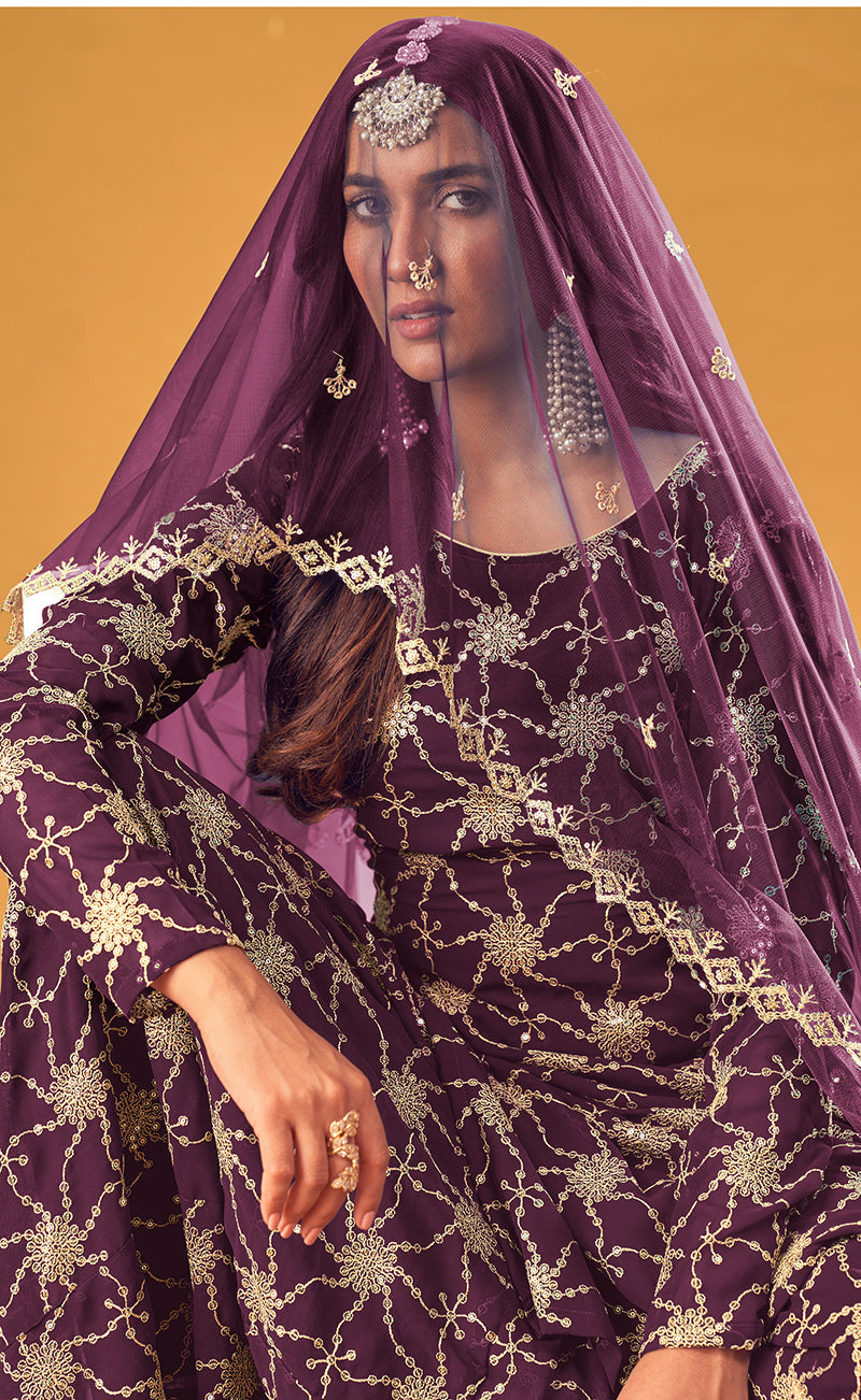 Monjolika Fashion Purple Embroidered Palazzo Salwar Suit - Distacart