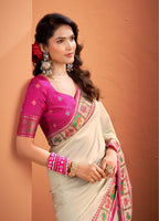 Anaita Beige Silk Zari Weaving With Classic Patola Saree With Blouse - Distacart