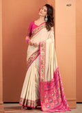 Anaita Beige Silk Zari Weaving With Classic Patola Saree With Blouse - Distacart