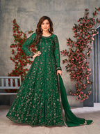 Monjolika Fashion Green Color Net Embroidered Anarkali Salwar Suit - Distacart